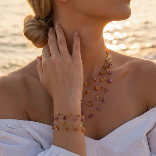 Wildflower Bead Necklace and Bracelet Set, product detail view 1.