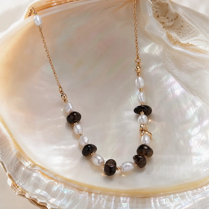 Earth-Tone Smoky Quartz & Pearl Jewelry Set