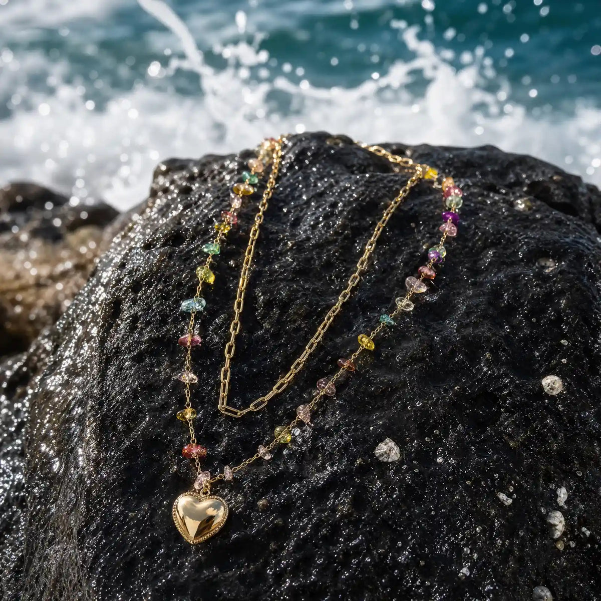 Heartline layered necklace from the coordinated stainless steel set