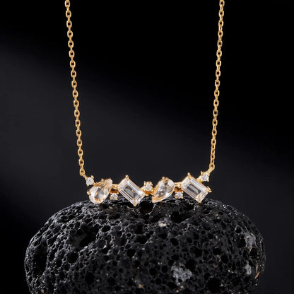 White Crystal Constellation Bar Necklace, product detail view 1.