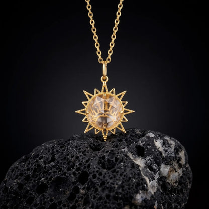 Sunray White Crystal Pendant Necklace, product detail view 2.
