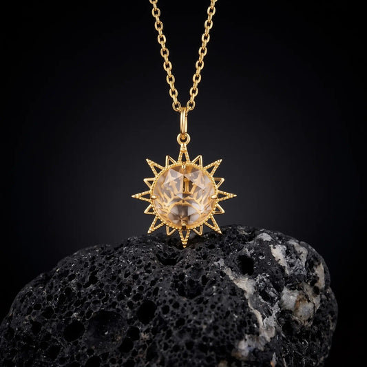 Sunray White Crystal Pendant Necklace, product detail view 2.