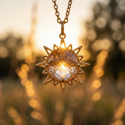 Sunray White Crystal Pendant Necklace, product detail view 6.