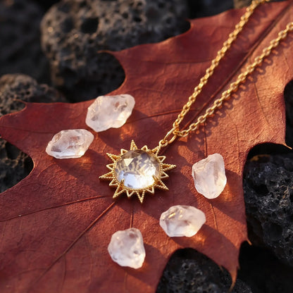 Sunray White Crystal Pendant Necklace, product detail view 12.