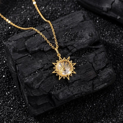 Sunray White Crystal Pendant Necklace, product detail view 10.