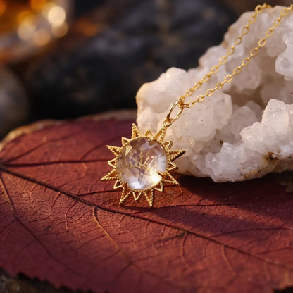 Sunray White Crystal Pendant Necklace, product detail view 5.