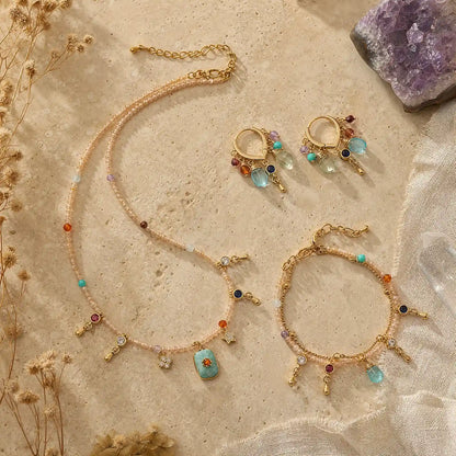Amazonite necklace bracelet and earrings complete set