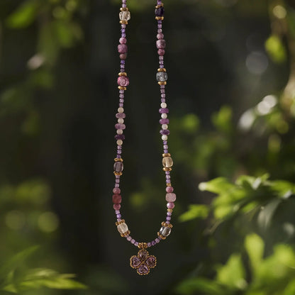 Lilac Clover natural stone necklace product view