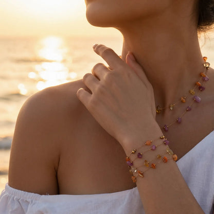 Wildflower Bead Necklace and Bracelet Set, product detail view 2.