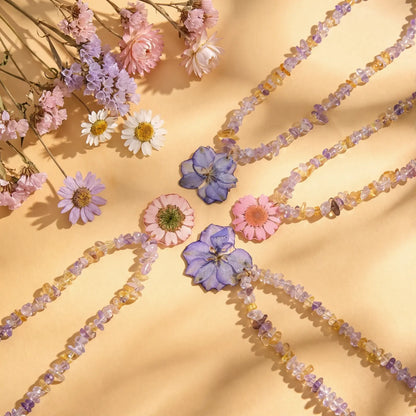 Resin Flower Crystal Necklace, product detail view 2.