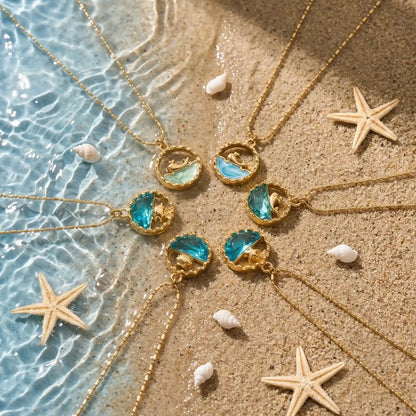 Ocean Motif Glass Pendant Necklace, product detail view 17.