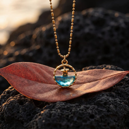Ocean Motif Glass Pendant Necklace, variant selection view 1.