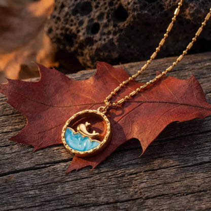Ocean Motif Glass Pendant Necklace, variant selection view 2.