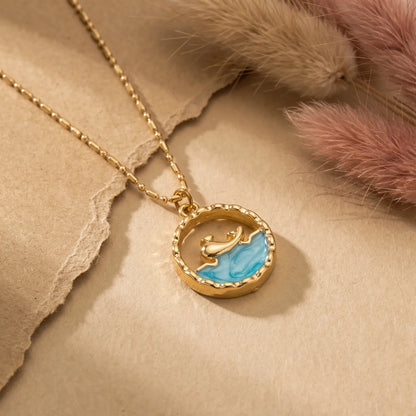 Ocean Motif Glass Pendant Necklace, product detail view 9.