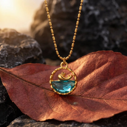 Ocean Motif Glass Pendant Necklace, variant selection view 3.