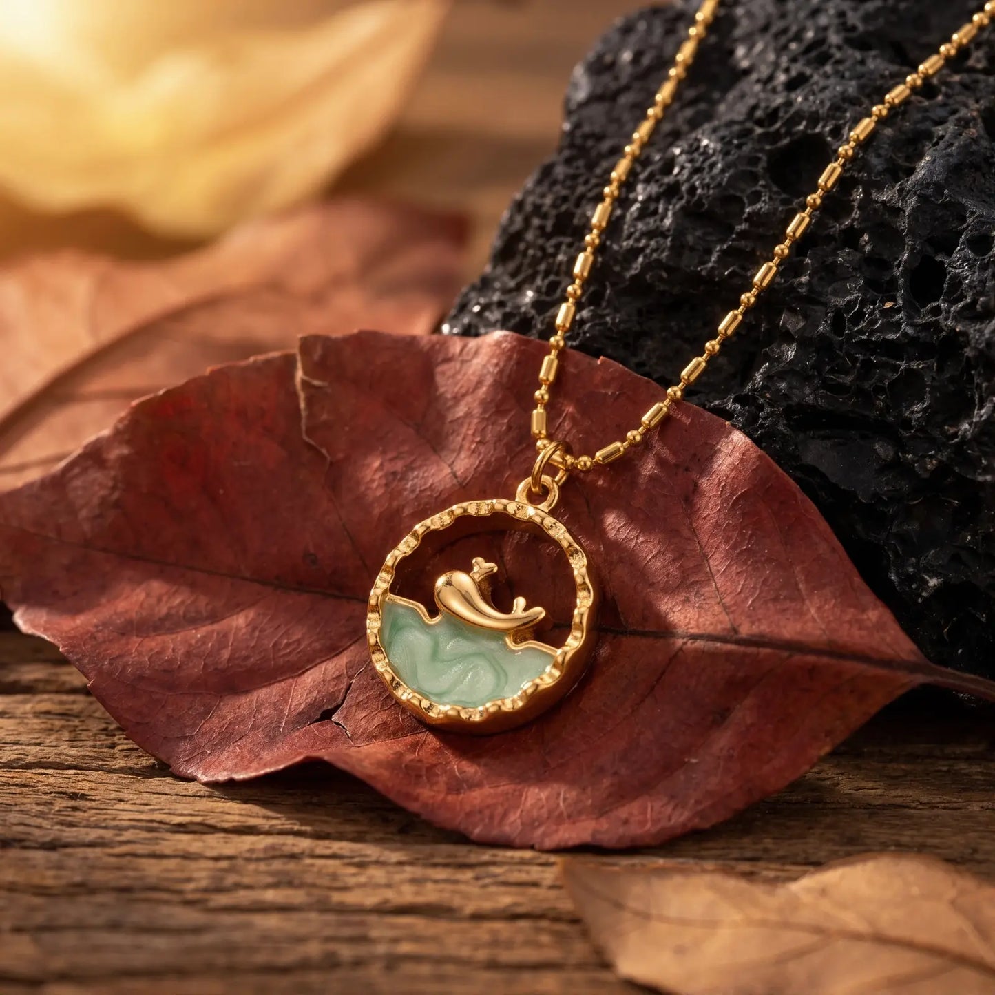 Ocean Motif Glass Pendant Necklace, variant selection view 4.
