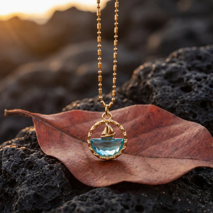 Ocean Motif Glass Pendant Necklace, variant selection view 6.