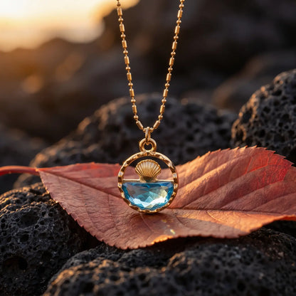 Ocean Motif Glass Pendant Necklace, variant selection view 7.