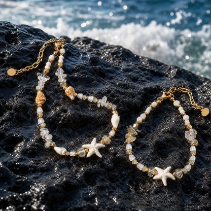 Starfish crystal bracelet and coordinating coastal jewelry