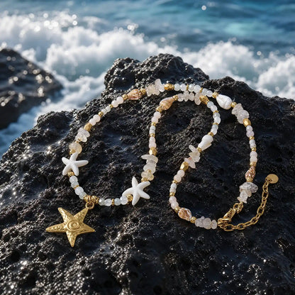 Coastal natural stone jewelry with starfish details